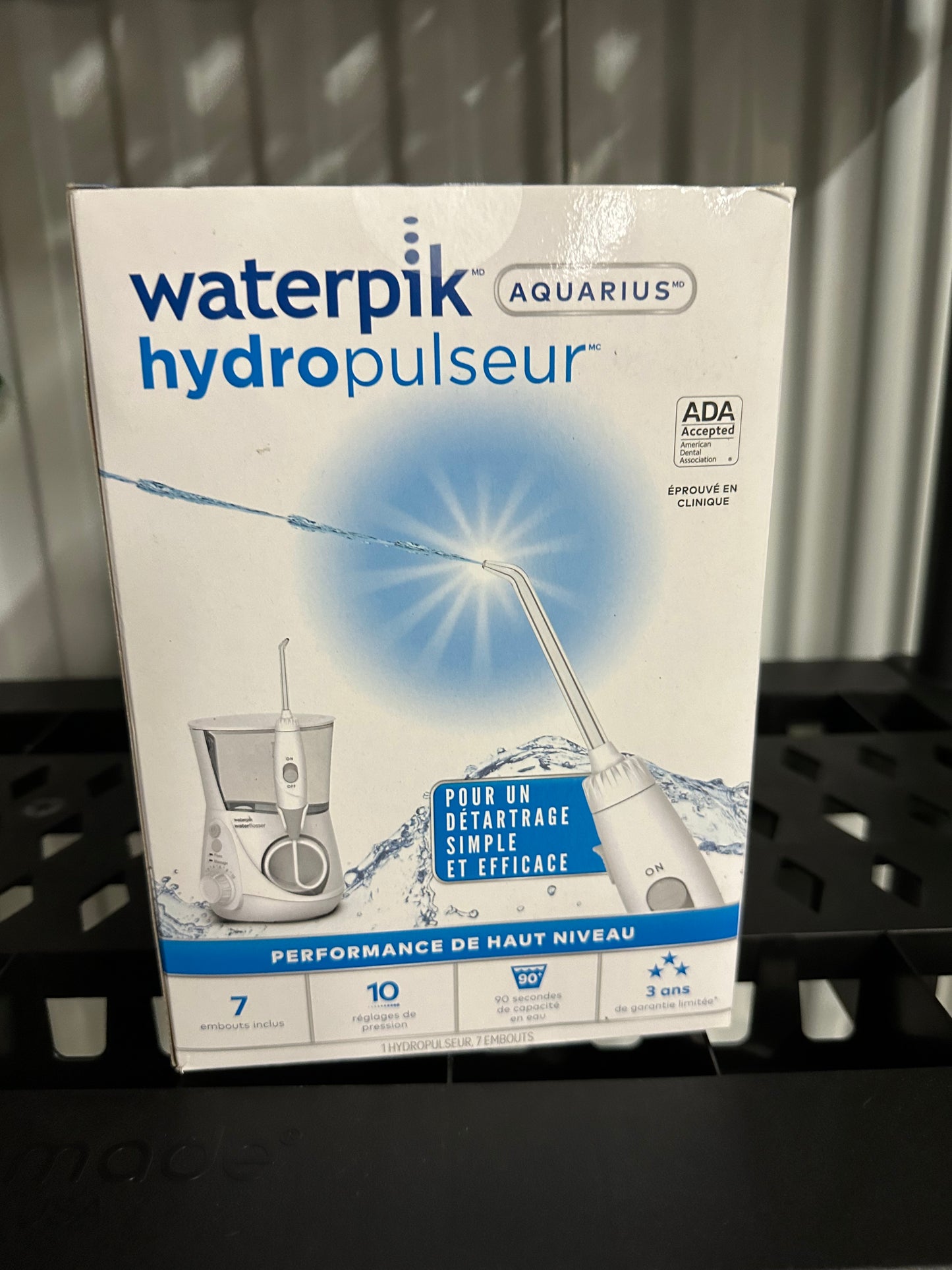Waterpik Aquarius Water Flosser For Teeth Cleaning, Gums, Braces, Dental Care, Electric Power With 10 Settings, 7 Tips For Multiple Users And Needs, ADA Accepted, White WP-660, Packaging May Vary