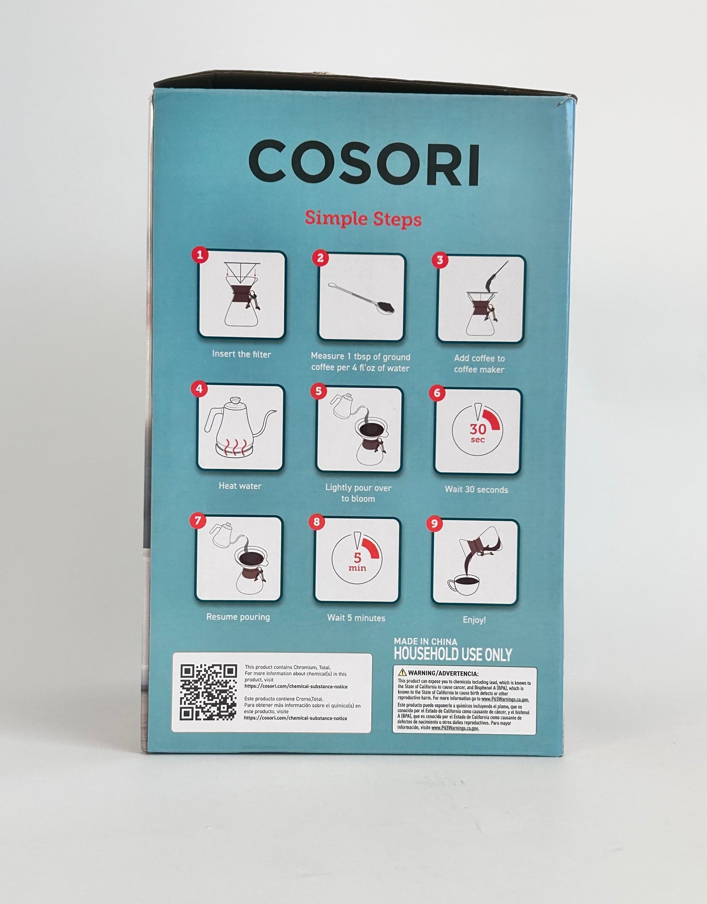 COSORI Pour Over Coffee Maker with Double Layer Stainless Steel Filter, 8-Cup, 34oz, Drip Coffee Maker, Coffee Dripper Brewer, High Heat Resistant Carafe, also for Camping, Hiking