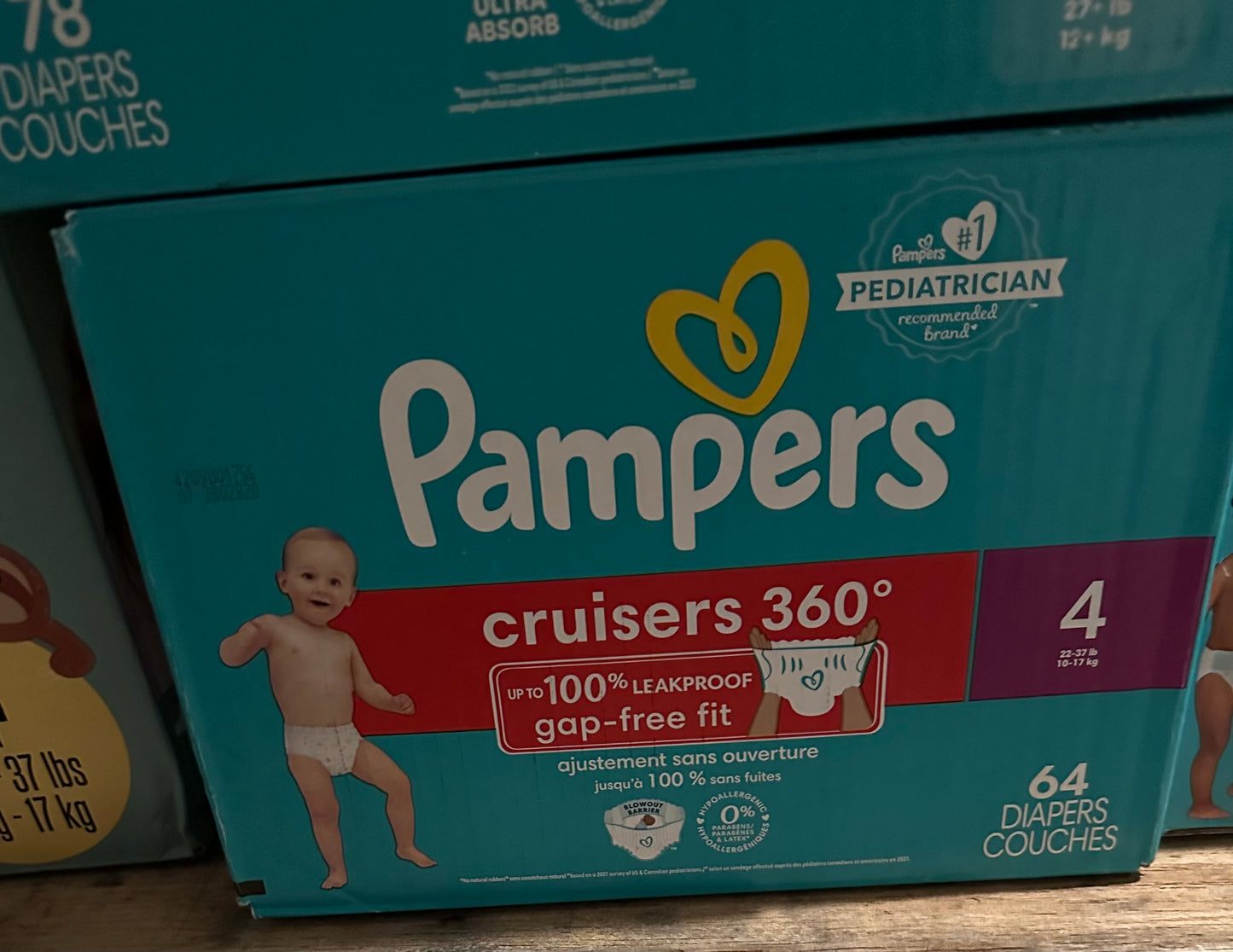 Pampers cruiser 360 size 4, 64 count