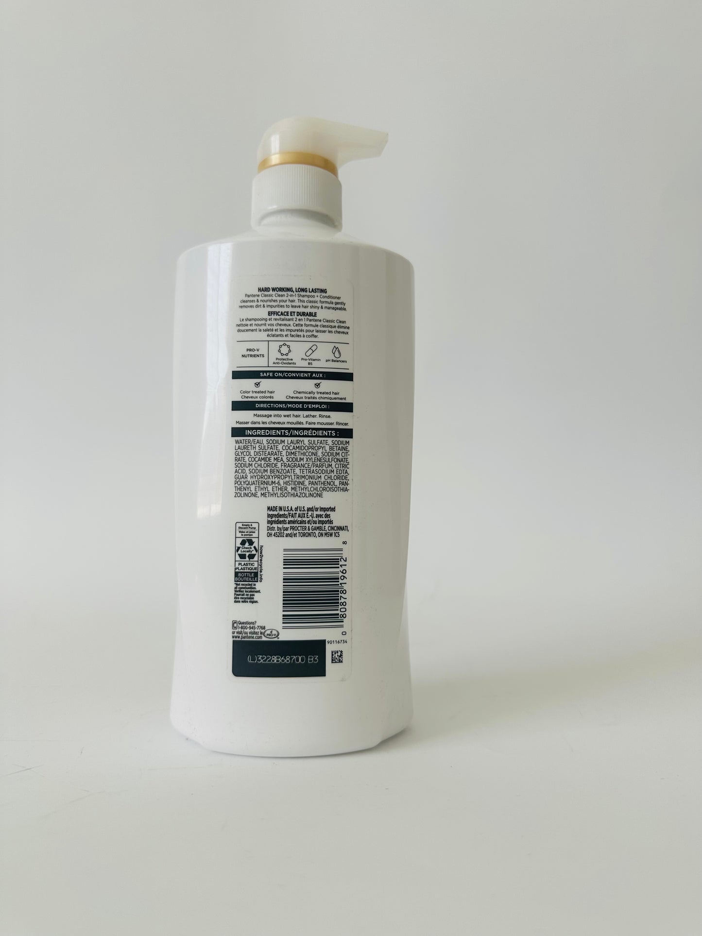 Pantene 2-in-1 Shampoo and Conditioner, Classic Clean, 820 mL