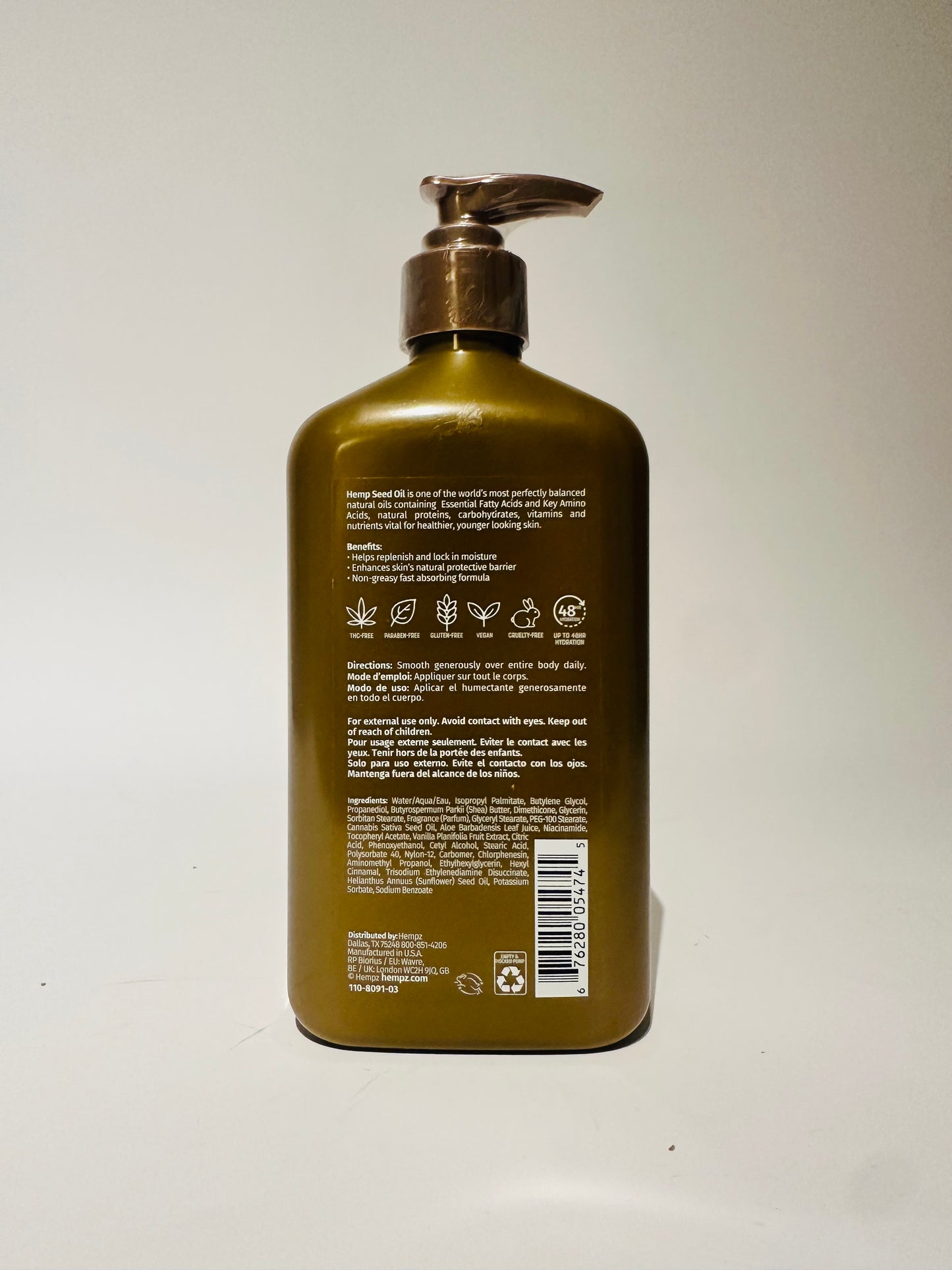 HEMPZ Vanilla Lux Herbal Body Moisturizer 17 oz.