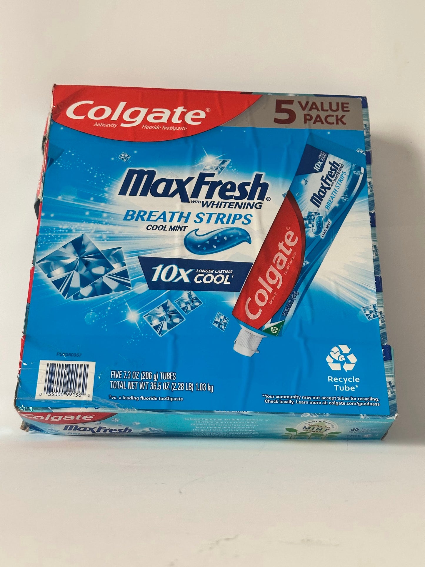 Colgate Max Fresh with Whitening Breath Strips, Cool Mint, 5-Pack 7.3 Ounces