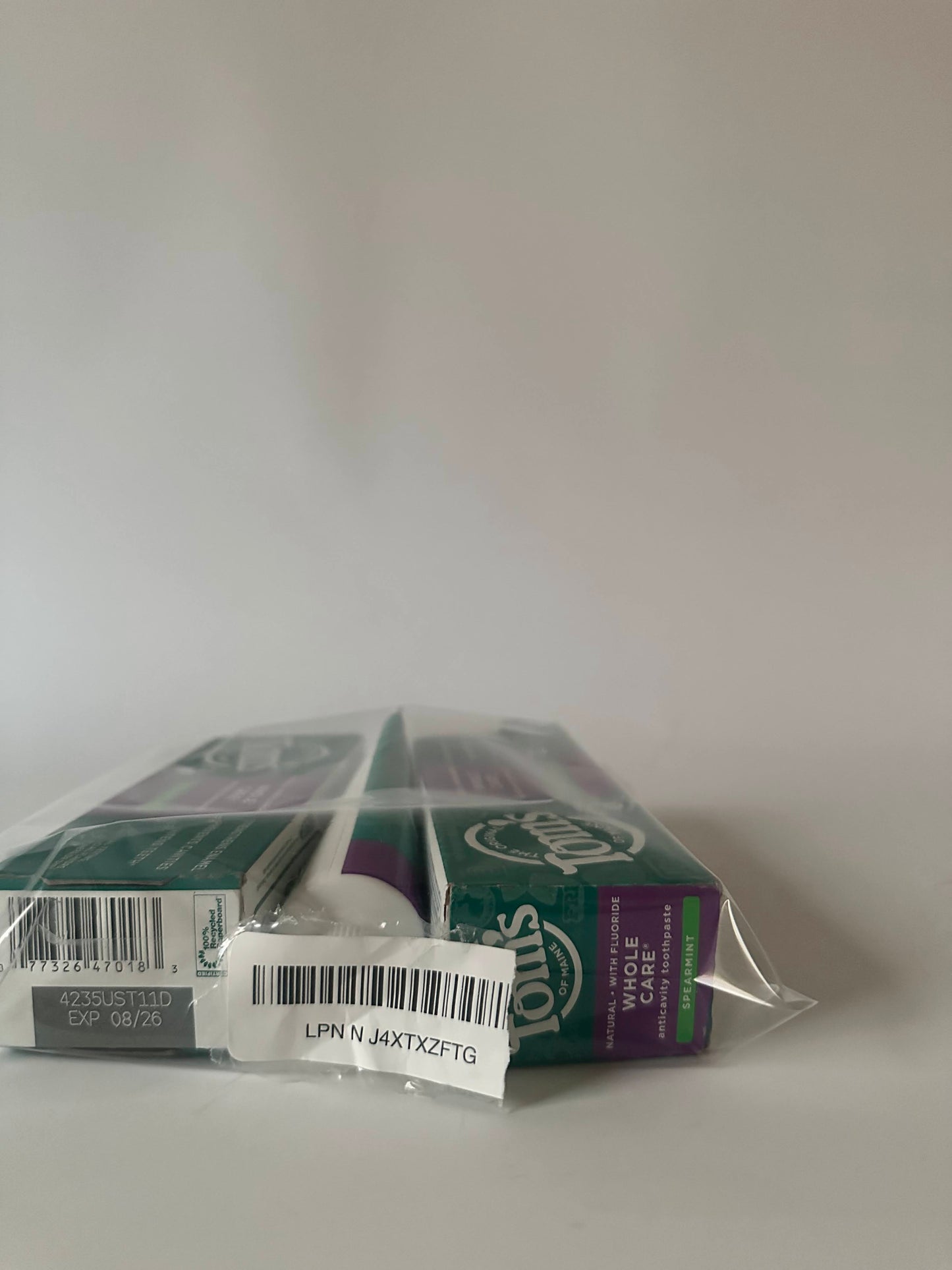 Tom's of Maine Whole Care Natural Toothpaste with Fluoride, Spearmint, 4 Ounce (Pack of 3), (Packaging May Vary)