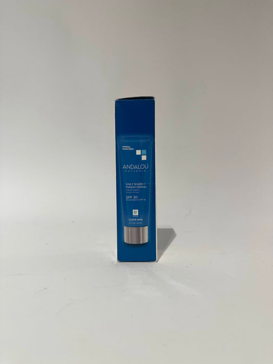 Andalou Naturals Daily Shade Face Sunscreen, SPF 30 Zinc Oxide Mineral Sunscreen, Sun + Pollution Defense Face Lotion, Helps Minimize Look of Pores, Matte Finish & Lightweight - 2.7 Fl. Oz.