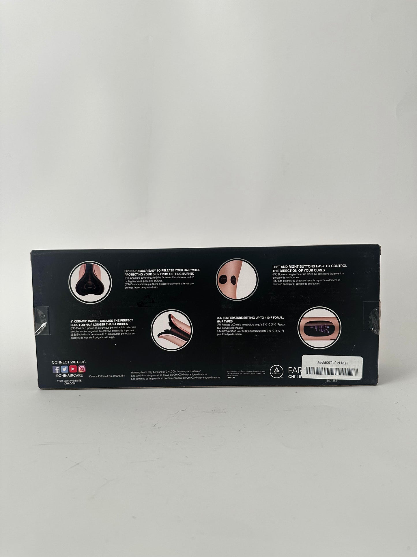 CHI Spin N Curl, Curling Iron For Healthy & Shiny Effortless Curls & Waves, Provides Preset Temperature Settings For Each Hair Texture, Rose Gold