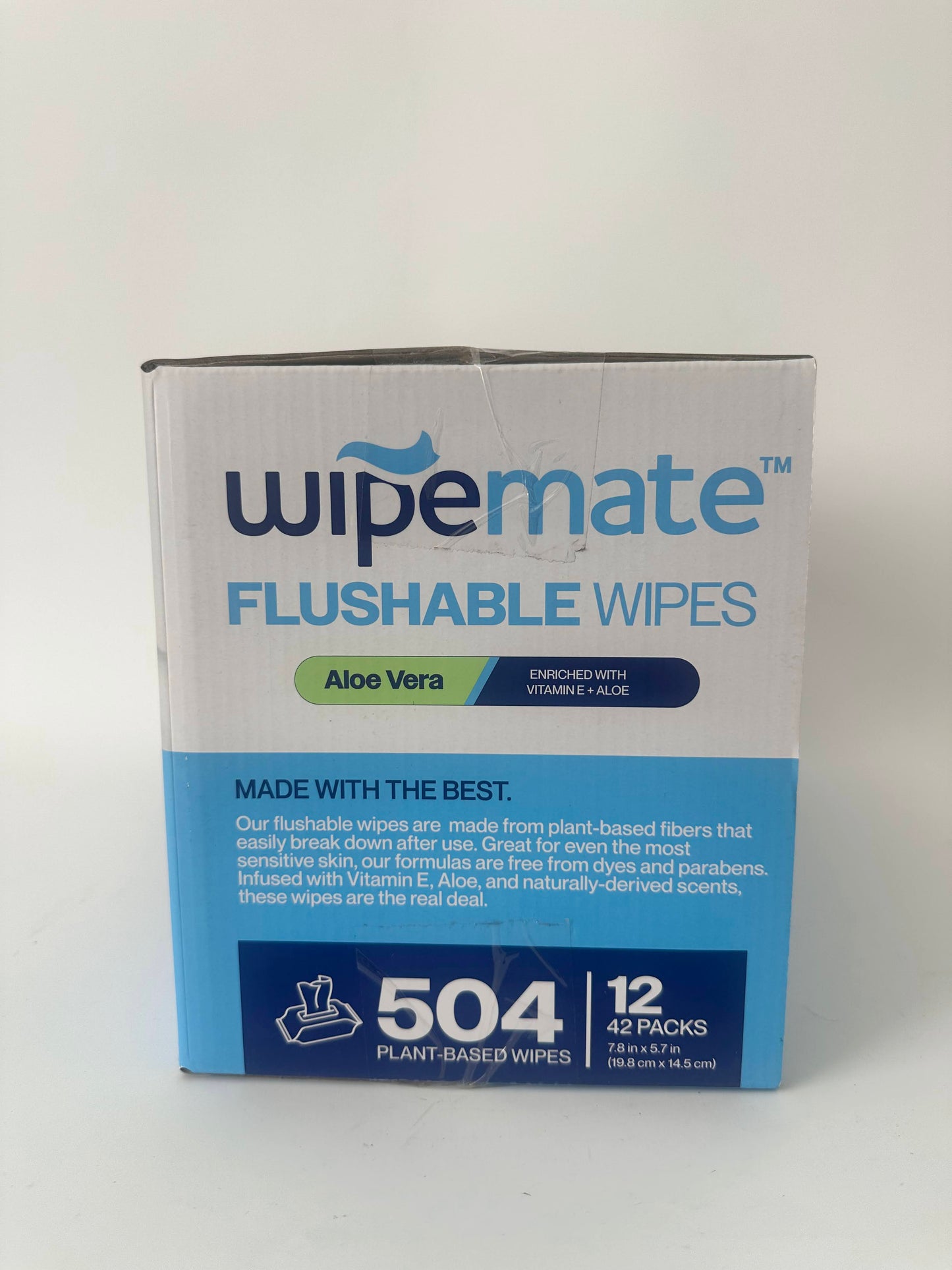 Wipemate ULTRA Flushable Wet Wipes, Soothing Vitamin E & Aloe, 99% Water, Aloe Vera Scent Premium Super Soft Hygiene Wipes, Septic & Sewer Safe,12 Premium Flip-Top Packs, 42 Wipes Per Pack 504 Ct