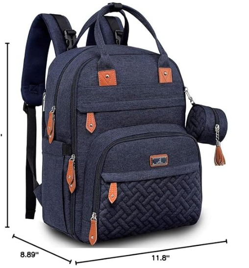 BabbleRoo Diaper Bag Backpack - Baby Essentials Travel Tote - Multi Function Waterproof Diaper Bag, Travel Essentials Baby Bag with Changing Pad, Stroller Straps & Pacifier Case - Unisex, Navy Blue