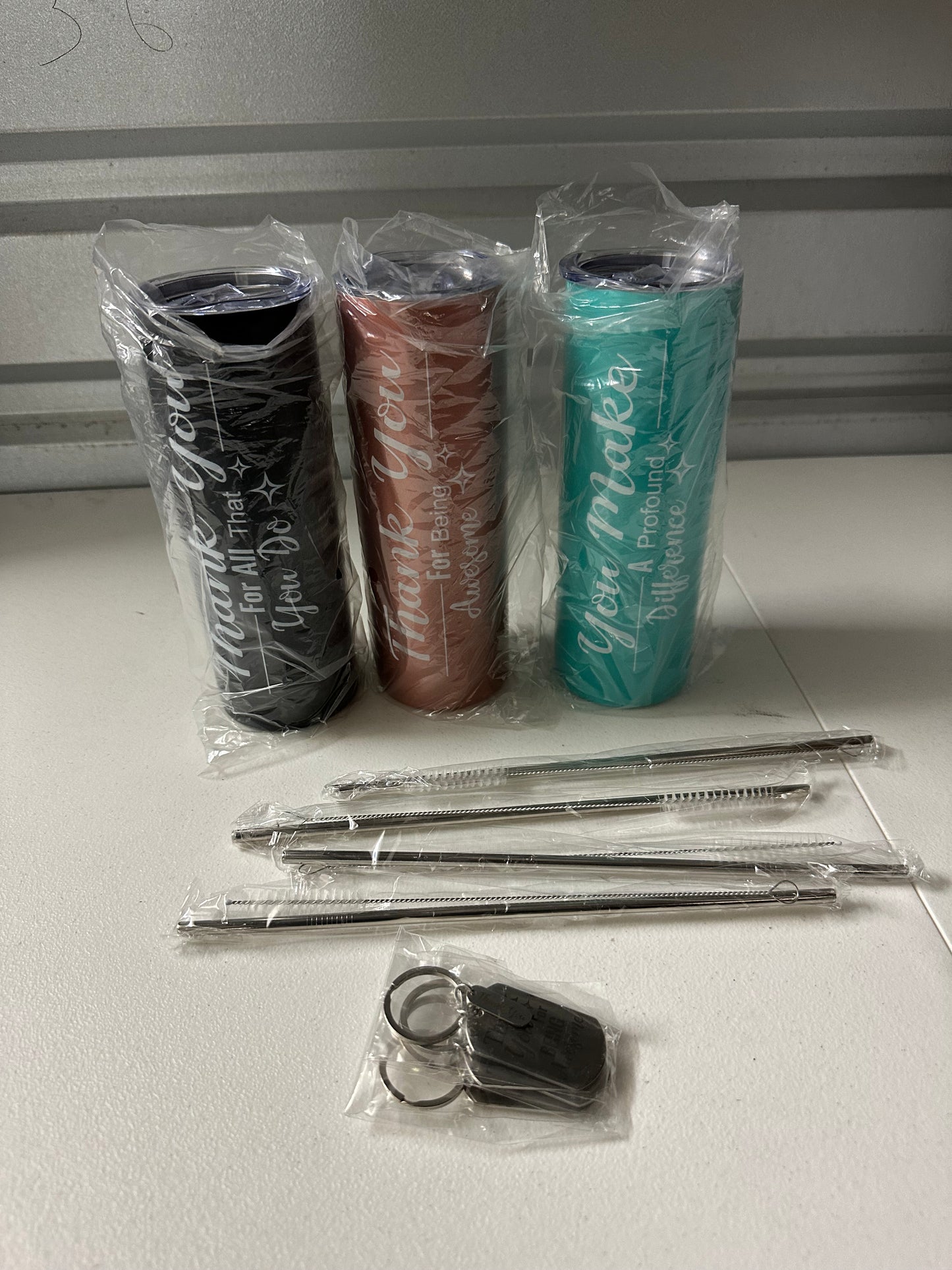 Thank You Gifts Appreciation Tumbler Employee Thank You for Being Awesome Stainless Steel Travel Tumbler 20 oz Graduation Gift Father Friends Mom Wife Coworker Women Men(Rose Gold, Mint, black 3 Sets)