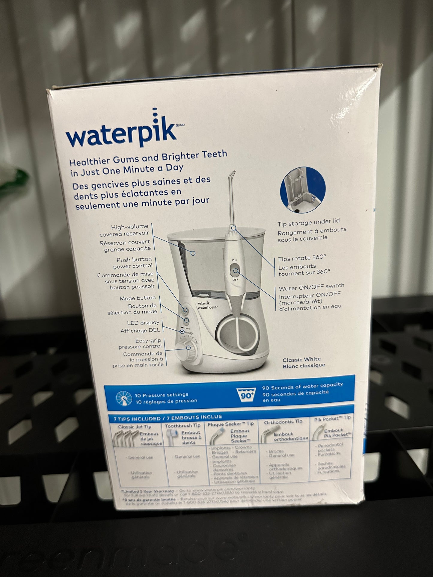 Waterpik Aquarius Water Flosser For Teeth Cleaning, Gums, Braces, Dental Care, Electric Power With 10 Settings, 7 Tips For Multiple Users And Needs, ADA Accepted, White WP-660, Packaging May Vary