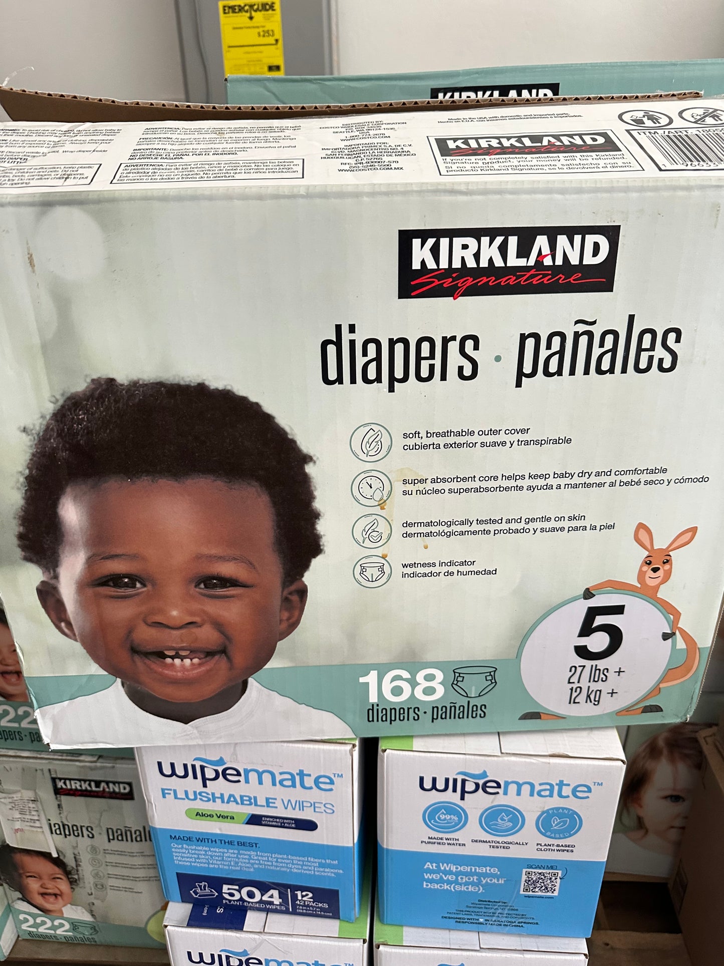 (Partial box - see pictures) size 5 costco diapers