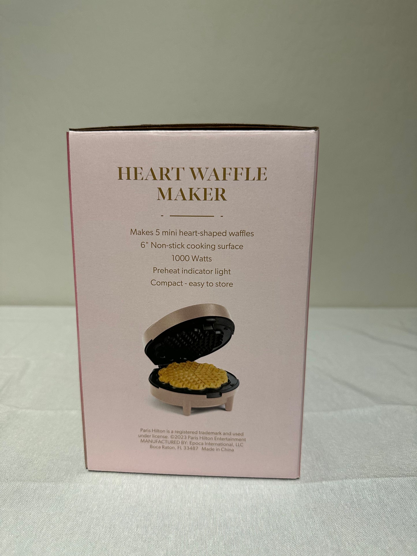 Paris Hilton Heart Waffle Maker, Makes 5 Mini Heart Shaped Waffles or 1 Individual Waffle, Easy to Clean 6" Nonstick Plates, Made without PFAS or PFOA, Electric Waffle Iron, Pink