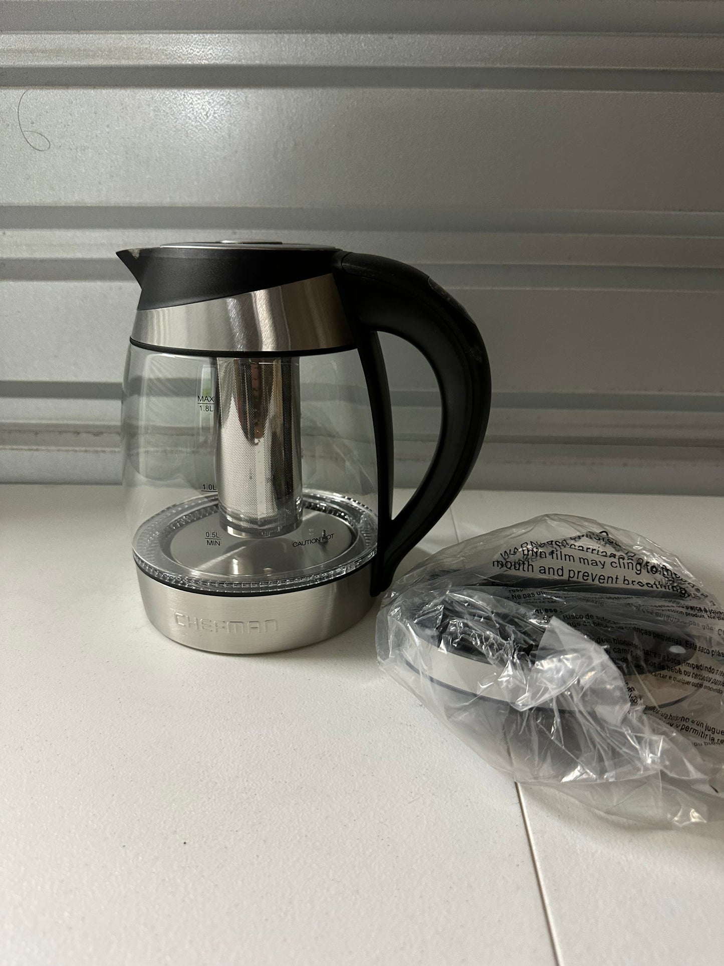 Chefman Electric Kettle with Temperature Control, 5 Presets LED Indicator Lights, Removable Tea Infuser, Glass Tea Kettle & Hot Water Boiler, 360Â° Swivel Base, BPA Free, Stainless Steel, 1.8 Liters