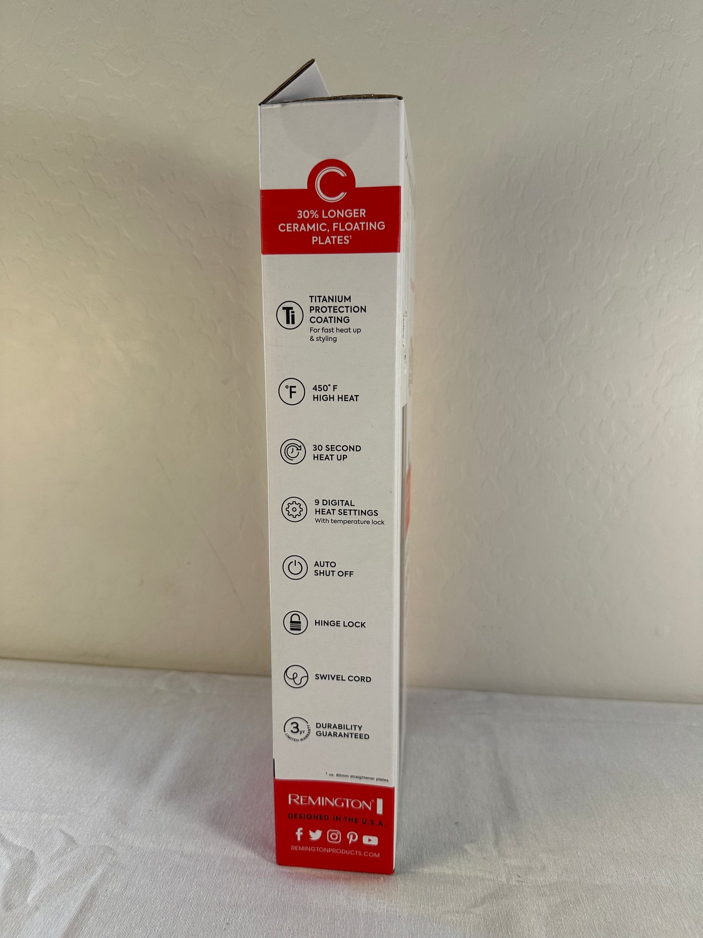 Remington 1/2" Flat Iron, Hair Straightener with Anti-Static Technology, 15-Second Heat Up & 60 Minute Auto Shut Off, 30% Longer Ceramic Floating Plates, Titanium + Ceramic Coating