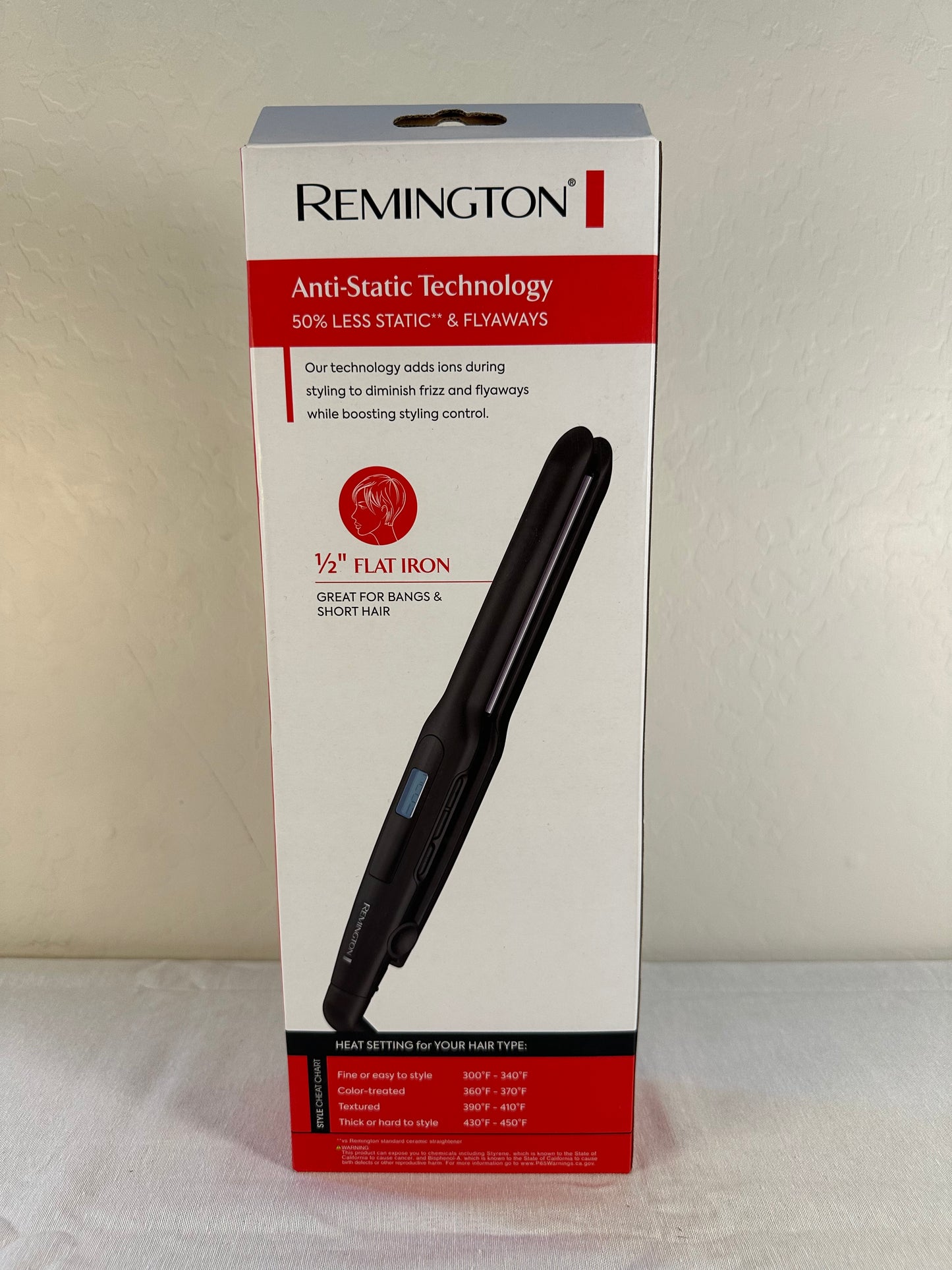 Remington 1/2" Flat Iron, Hair Straightener with Anti-Static Technology, 15-Second Heat Up & 60 Minute Auto Shut Off, 30% Longer Ceramic Floating Plates, Titanium + Ceramic Coating
