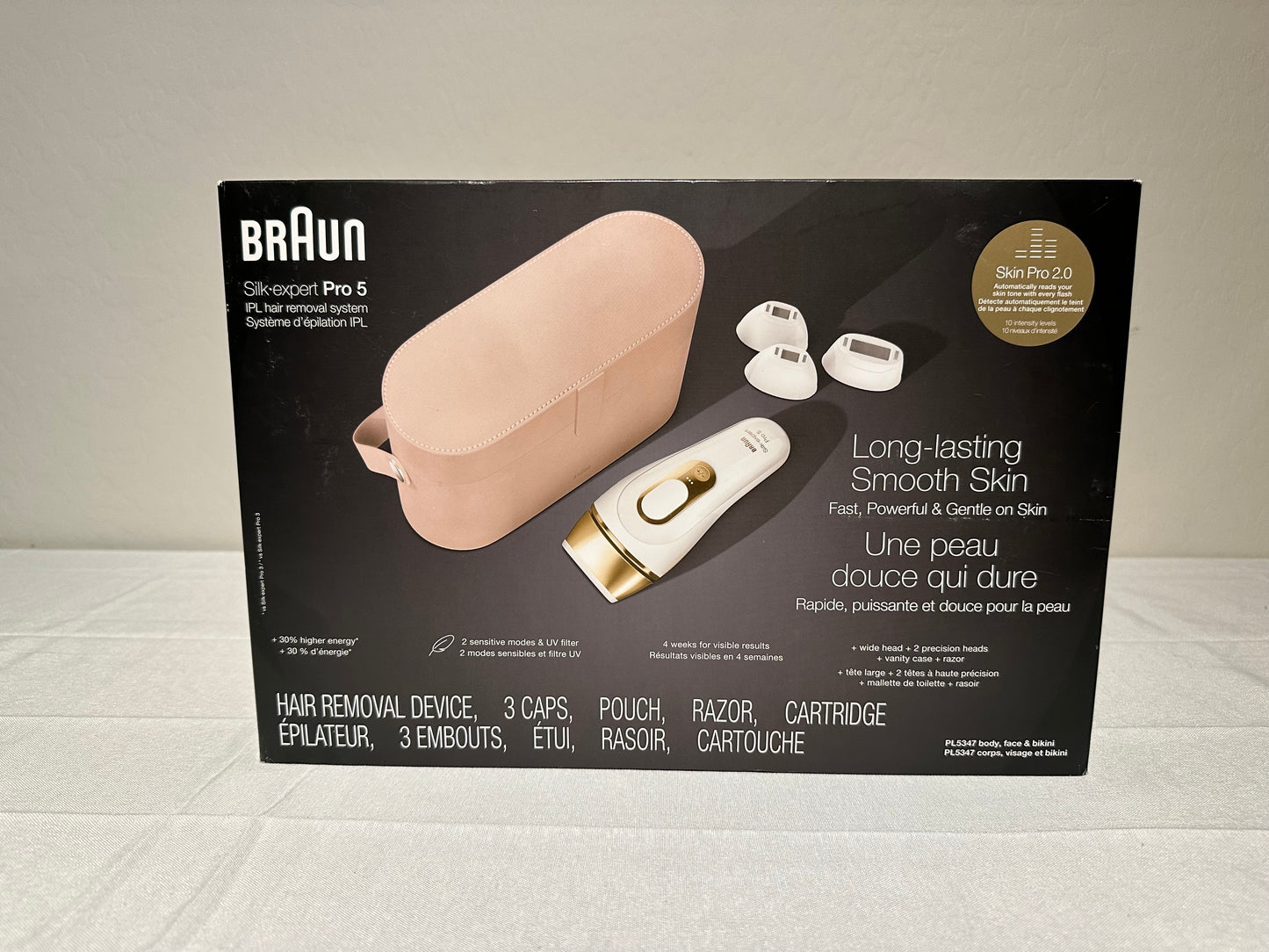 Braun Smart IPL, Silk·Expert Pro 5: at Home Laser Hair Removal for Women and Men, Permanent Visible Hair Reduction in Hair Regrowth for Body & Face, Wide Head and Two Precision Heads, IPL5347