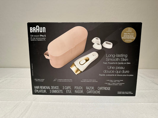 Braun Smart IPL, Silk·Expert Pro 5: at Home Laser Hair Removal for Women and Men, Permanent Visible Hair Reduction in Hair Regrowth for Body & Face, Wide Head and Two Precision Heads, IPL5347
