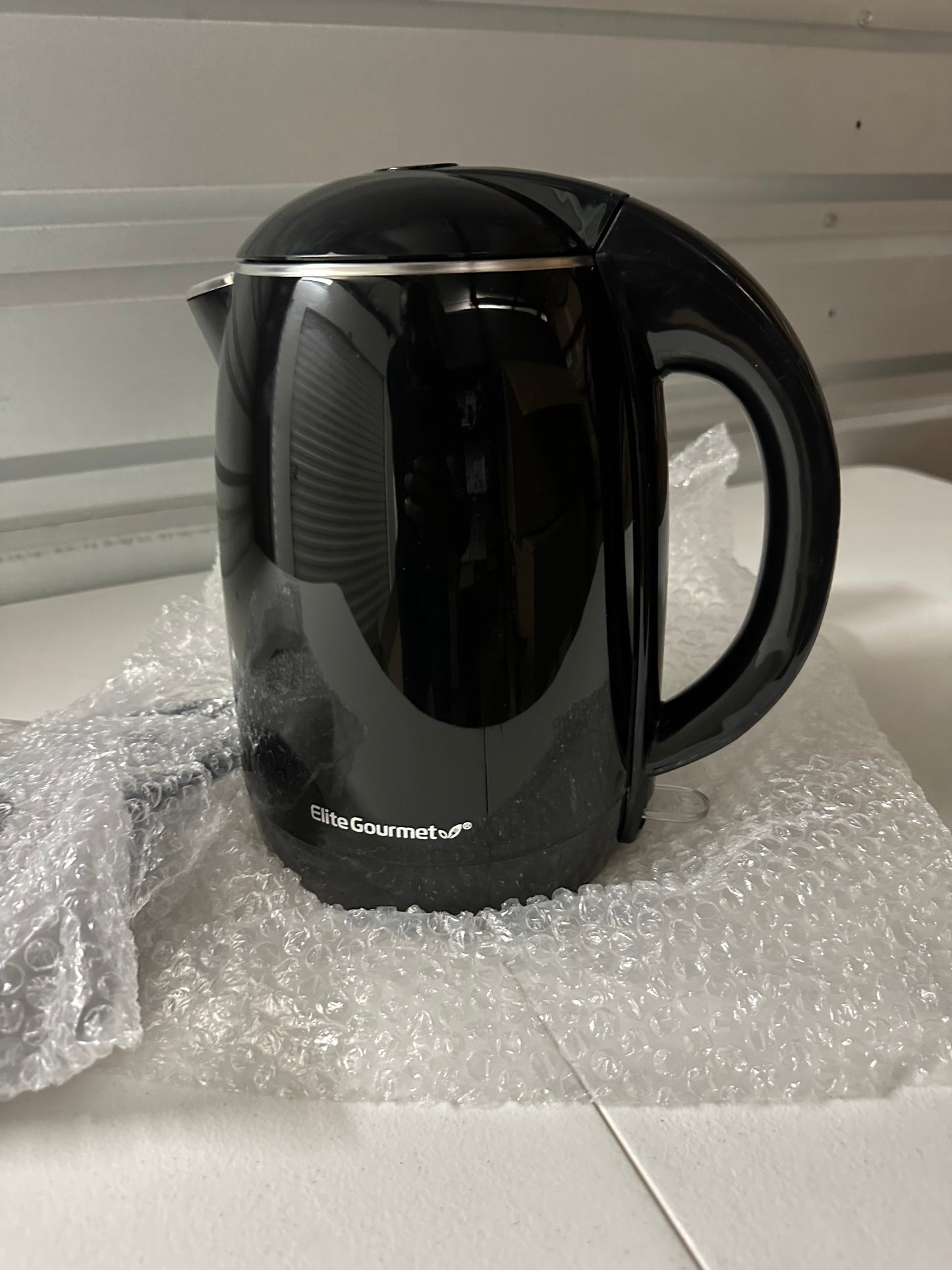 Elite Gourmet EKT1821 1.8L Double Wall Insulated, Cool-Touch 1500W Kettle w/Stainless Steel Interior & Lid, 360Â° Swivel Base for Cord Free Serving, Power On Lever, Auto Shut-Off, Boil Dry, Black (Original packaging missing)