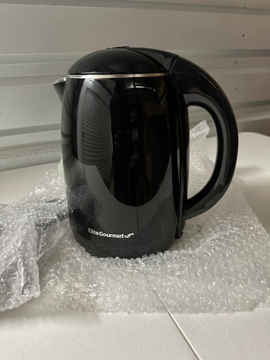 Elite Gourmet EKT1821 1.8L Double Wall Insulated, Cool-Touch 1500W Kettle w/Stainless Steel Interior & Lid, 360Â° Swivel Base for Cord Free Serving, Power On Lever, Auto Shut-Off, Boil Dry, Black (Original packaging missing)