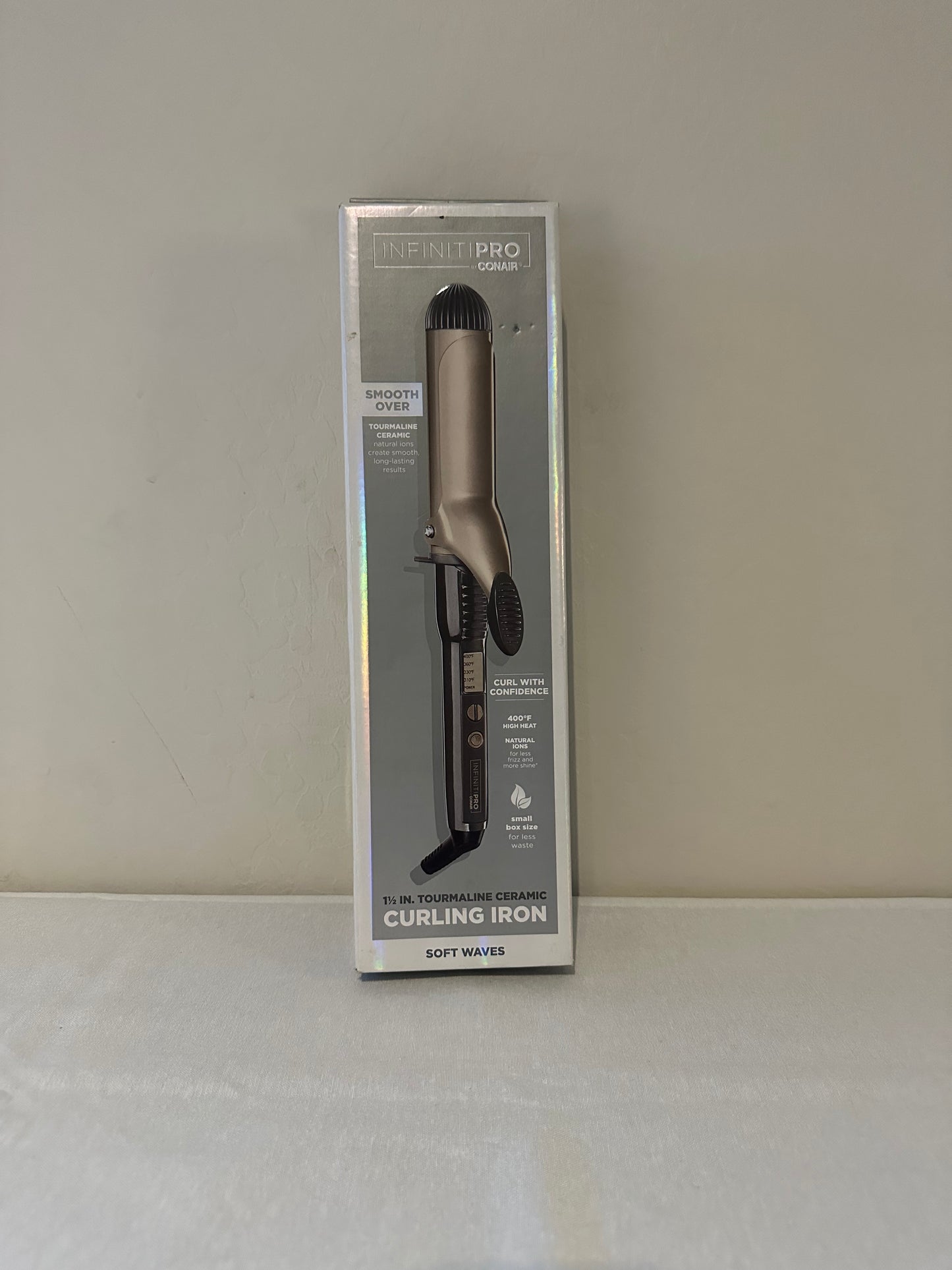 CONAIR INFINITIPRO Tourmaline 1 1/2-Inch Ceramic Curling Iron, 1 ½ inch barrel produces soft waves – for use on medium and long hair