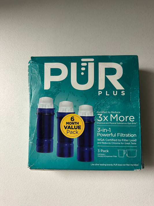PUR Plus Water Filter Replacement for Pitchers & Dispensers, 6-Month Supply, 3 Count, Blue