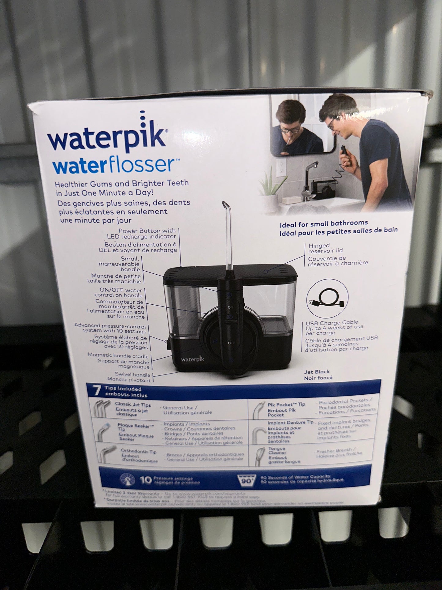 Waterpik ION Professional Water Flosser, Rechargeable and Portable for Teeth, Gums, Braces, 10 Settings, 7 Flossing Tips For Multiple Users And Needs, ADA Accepted, WF-12 Black, Packaging May Vary