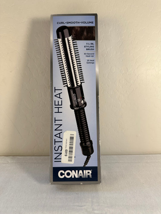 Conair Instant Heat Curling Iron Brush, 1 1/4-Inch Barrel Curling Brush for Short Hair, 30-Second Heat-Up with 25 Heat Settings for All Hair Types, Black