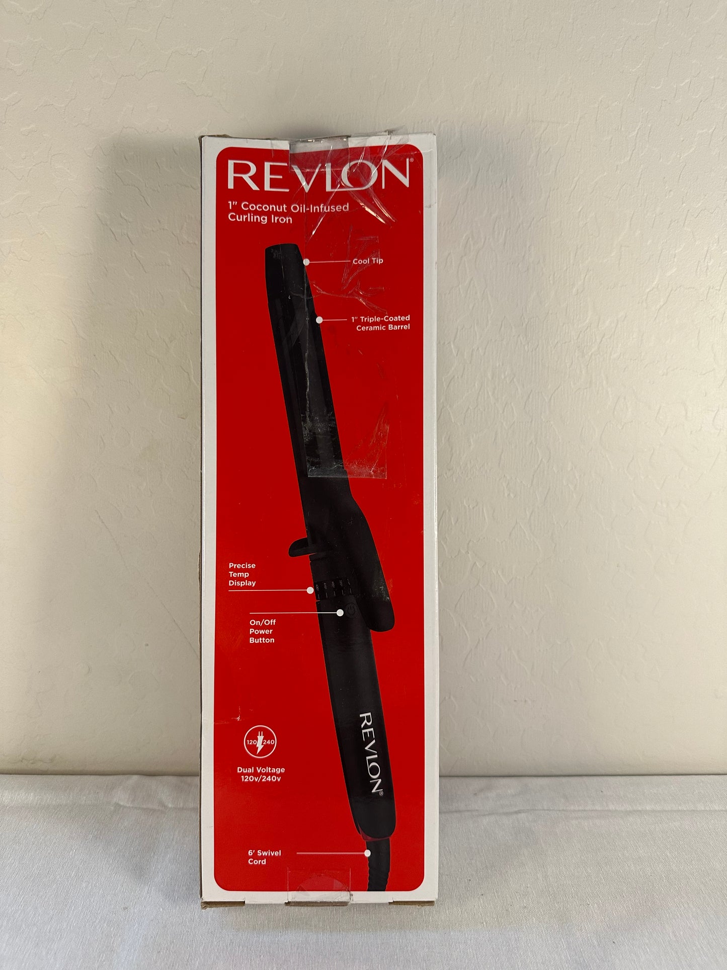 REVLON Smoothstay 1 Inch Curling Iron - Coconut Oil Infused Curling Wand Helps Enhance Shine & Smoothness, Creates Tight Bouncy Curls, and Reduced Frizz