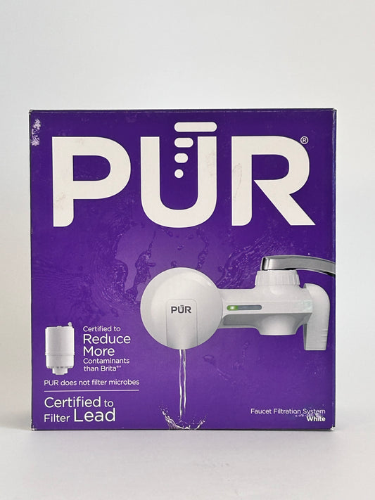 PUR Faucet Mount Water Filtration System, 2-in-1 Powerful Filtration with Lead Reduction, Horizontal, White, PFM150W