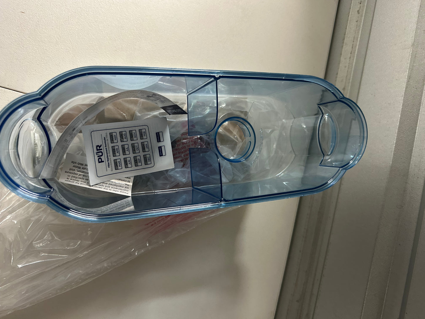 PUR 30-Cup Water Filter Dispenser with 1 Genuine PUR Filter, Large 30-Cup Capacity, 2-in-1 Powerful, Faster Filtration, Lasts 2 Months or 40 Gallons, Dishwasher Safe, White/Blue (DS1800Z)