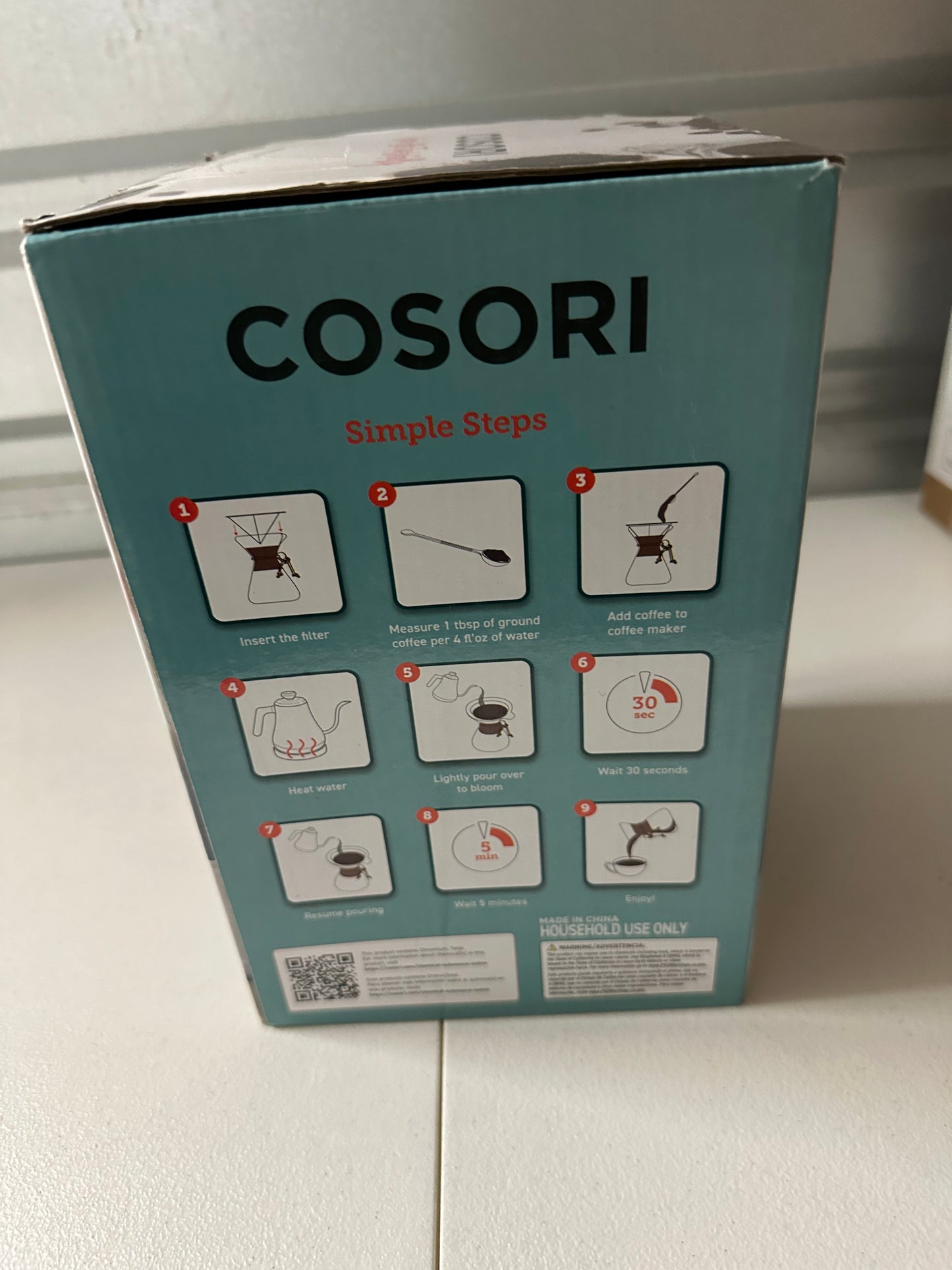 COSORI Pour Over Coffee Maker with Double Layer Stainless Steel Filter, 8-Cup, 34oz