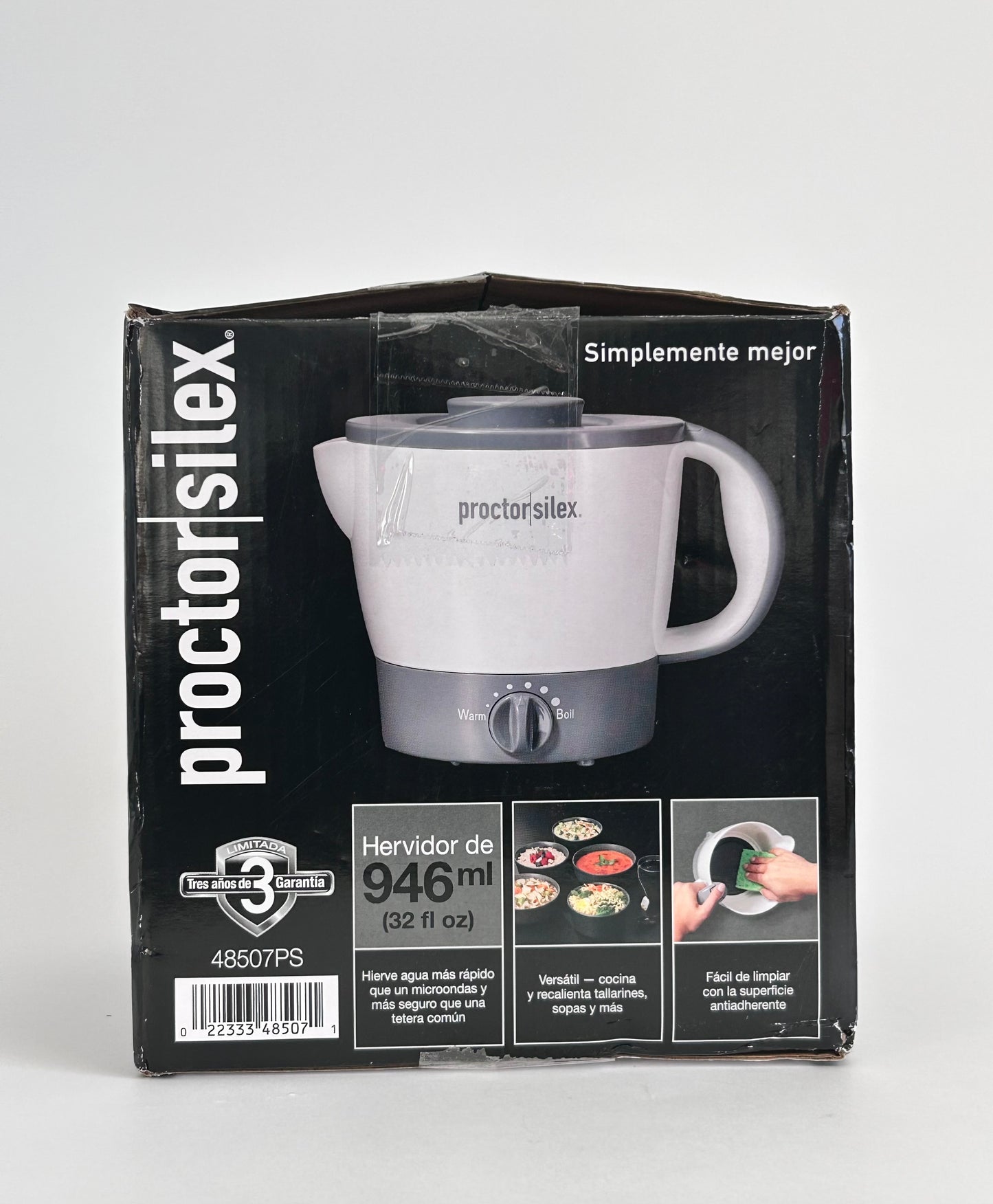 Proctor Silex 32oz Adjustable Temperature Hot Pot Electric Kettle for Tea, Boiling Water, Cooking Noodles and Soup, White