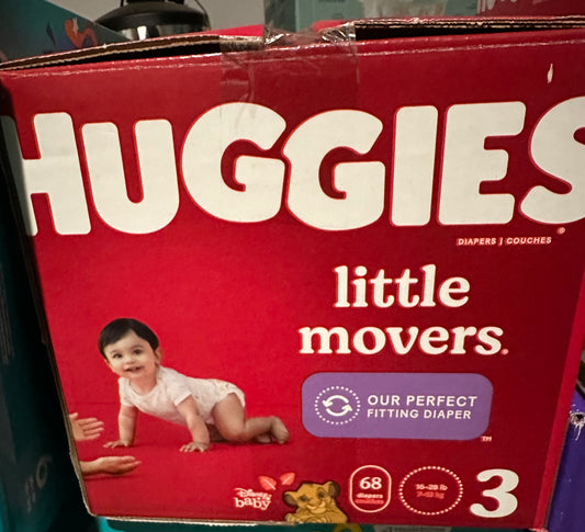 Huggies little movers size 3, 68 count