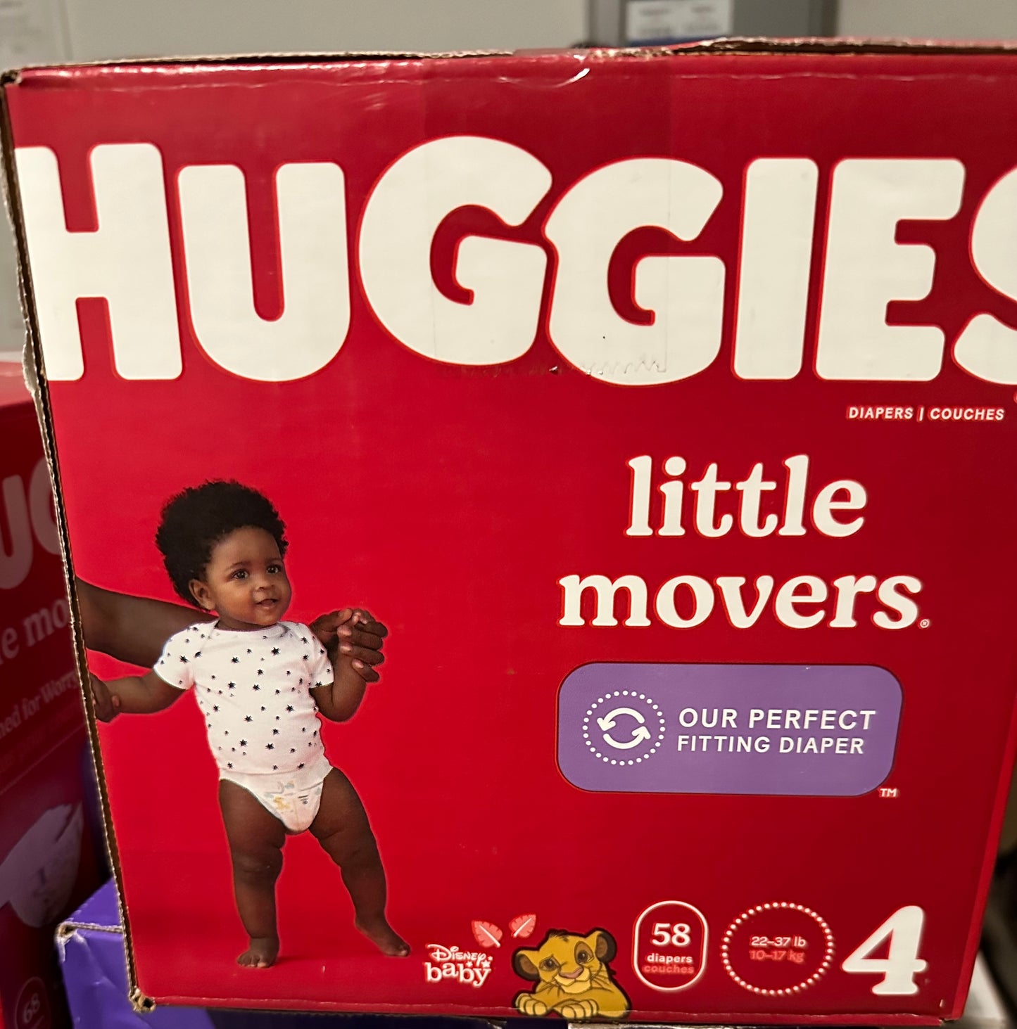 Huggies little movers size 4, 58 count