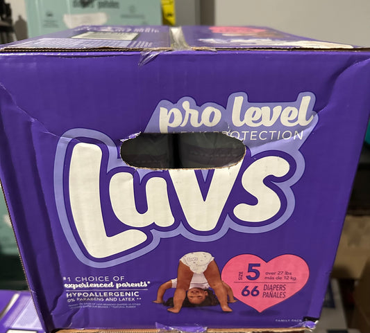 Luvs size 5 diapers, 66 count
