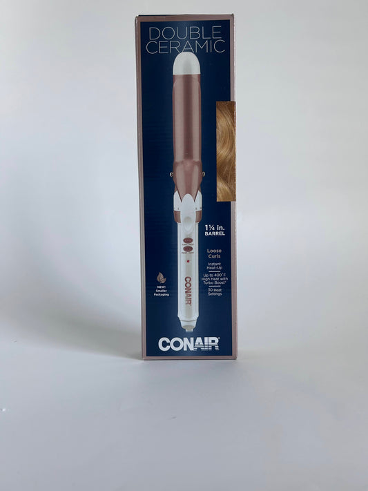 Conair Double Ceramic 1 1/4-Inch Curling Iron, 1 ¼ inch barrel produces loose curls, for use on medium and long hair