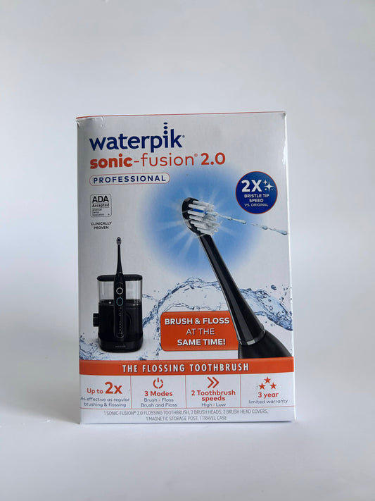 Waterpik Sonic-Fusion 2.0 Professional Flossing Toothbrush, Electric Toothbrush and Water Flosser Combo In One, Black