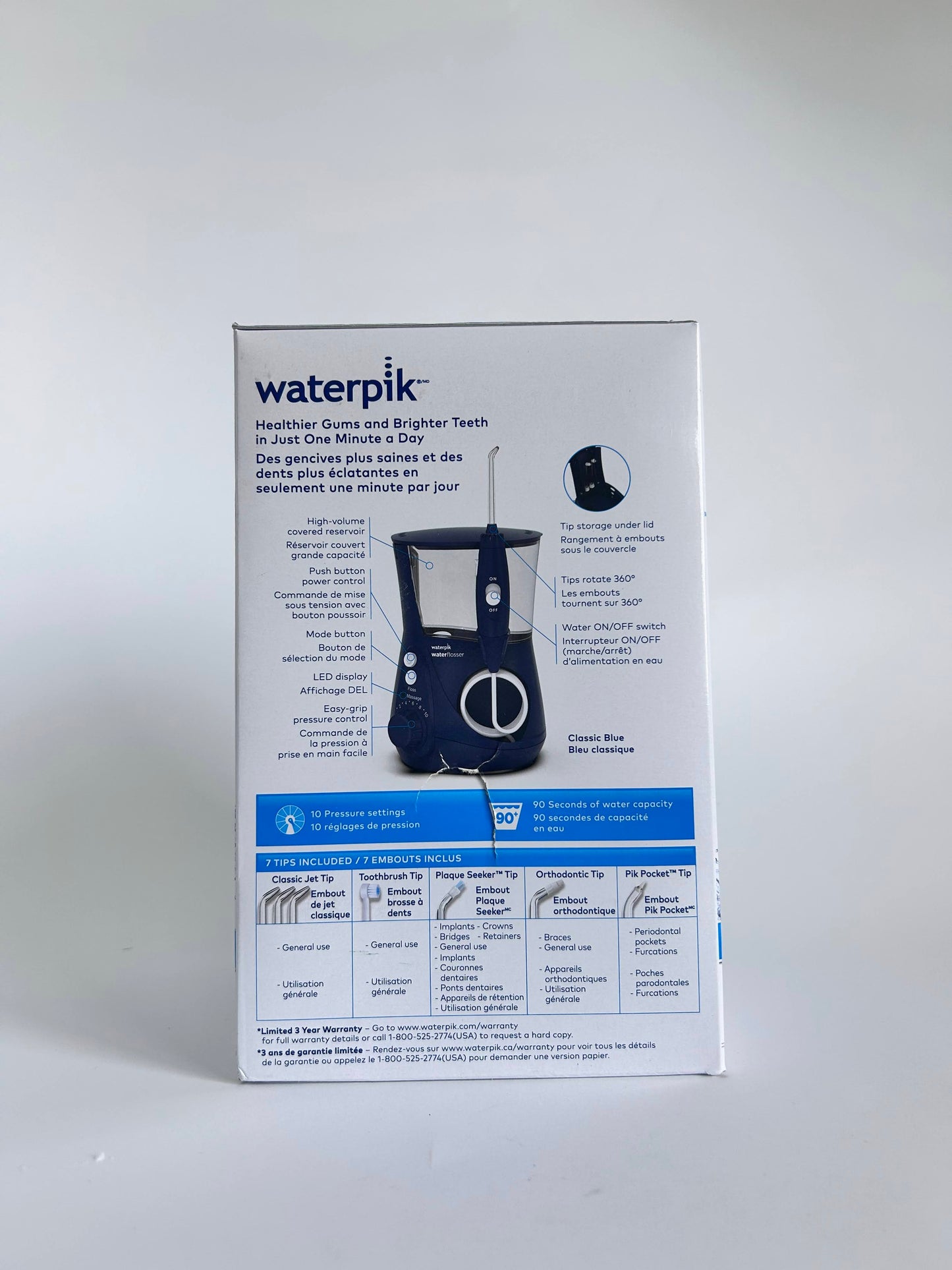 Waterpik Aquarius Water Flosser Professional For Teeth, Gums, Braces, Dental Care, Electric Power With 10 Settings, 7 Tips For Multiple Users And Needs, ADA Accepted, Blue WP-663, Packaging May Vary