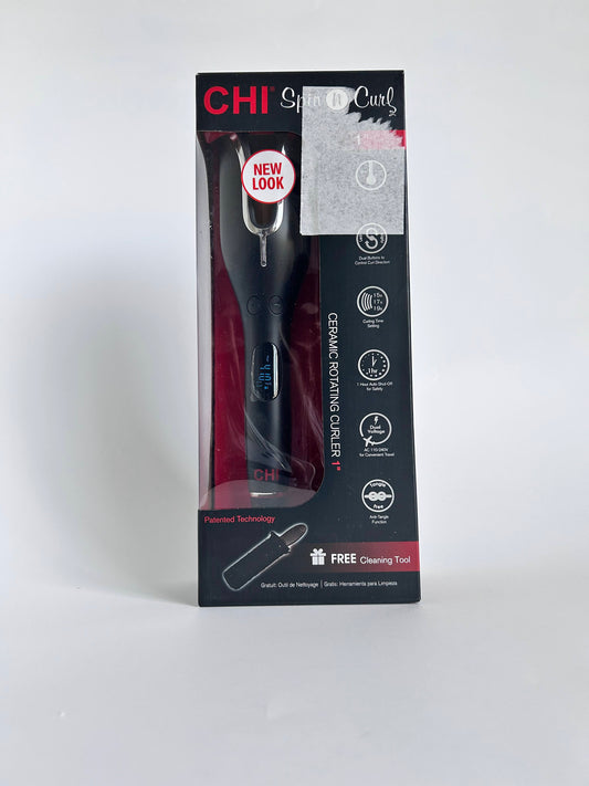 CHI Spin N Curl, Curling Iron For Healthy & Shiny Effortless Curls & Waves, Provides Preset Temperature Settings For Each Hair Texture, Onyx Black