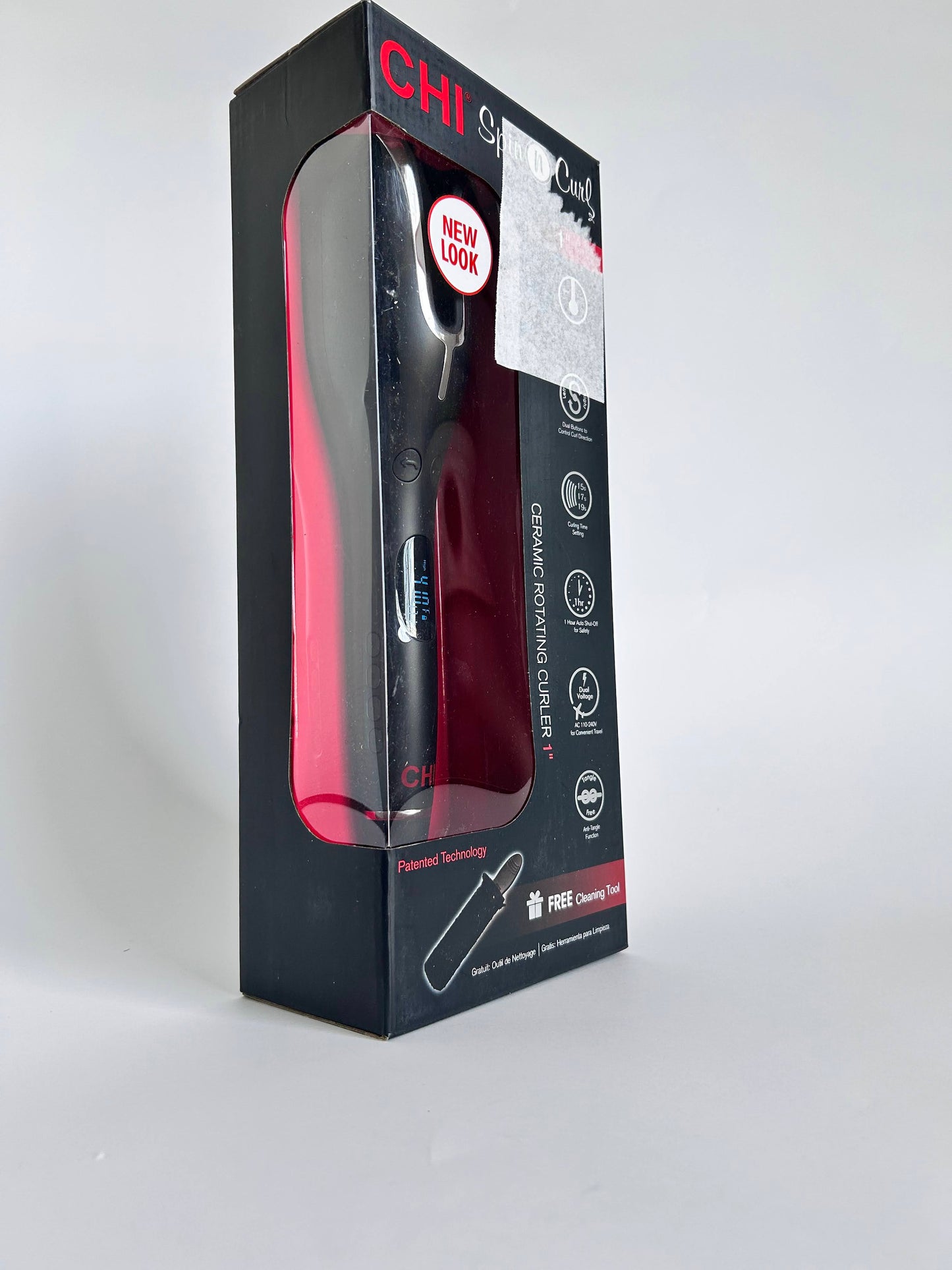 CHI Spin N Curl, Curling Iron For Healthy & Shiny Effortless Curls & Waves, Provides Preset Temperature Settings For Each Hair Texture, Onyx Black