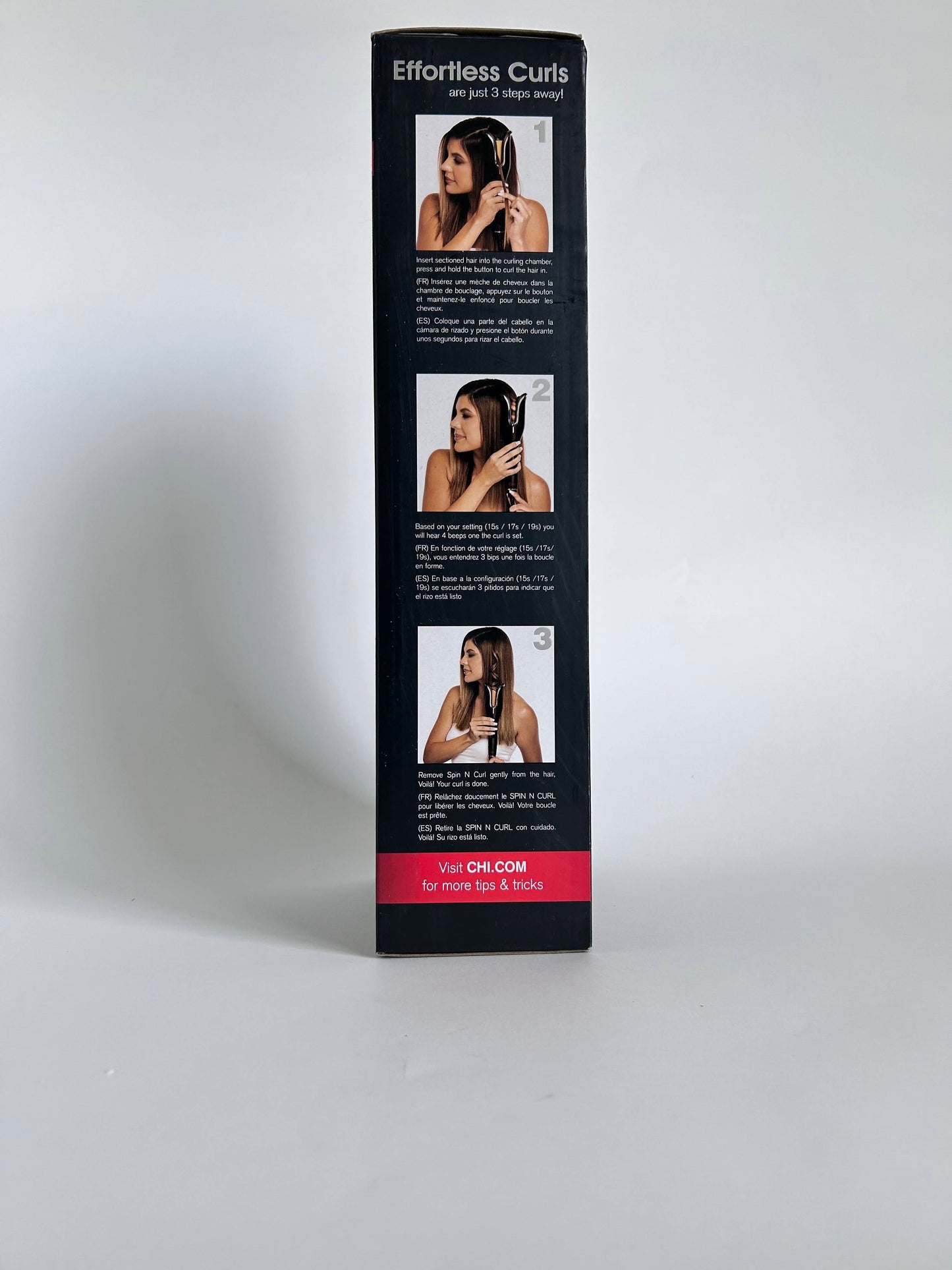 CHI Spin N Curl, Curling Iron For Healthy & Shiny Effortless Curls & Waves, Provides Preset Temperature Settings For Each Hair Texture, Onyx Black