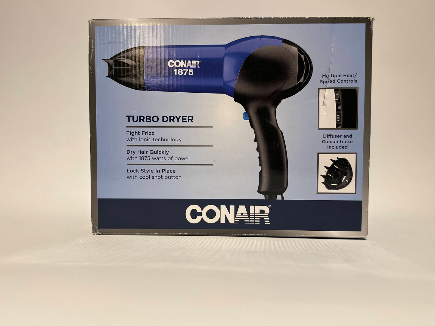 Conair 1875 Watt Turbo Hair Dryer, Blue/Black