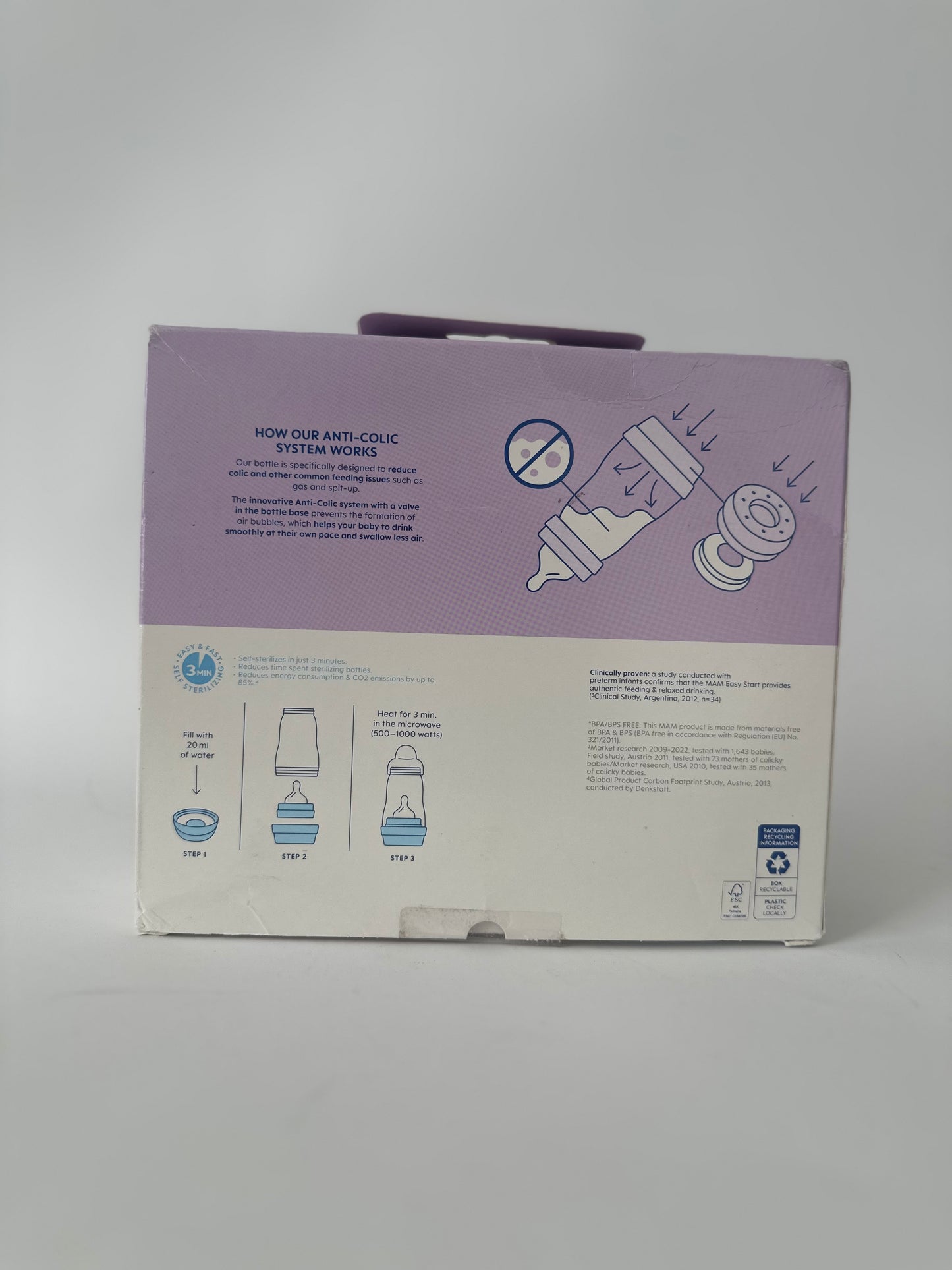 MAM Easy Start Anti-Colic Bottle, Baby Essentials, Medium Flow Bottles with Silicone Nipple, Unisex Baby Bottles, 9 oz (3-Count)