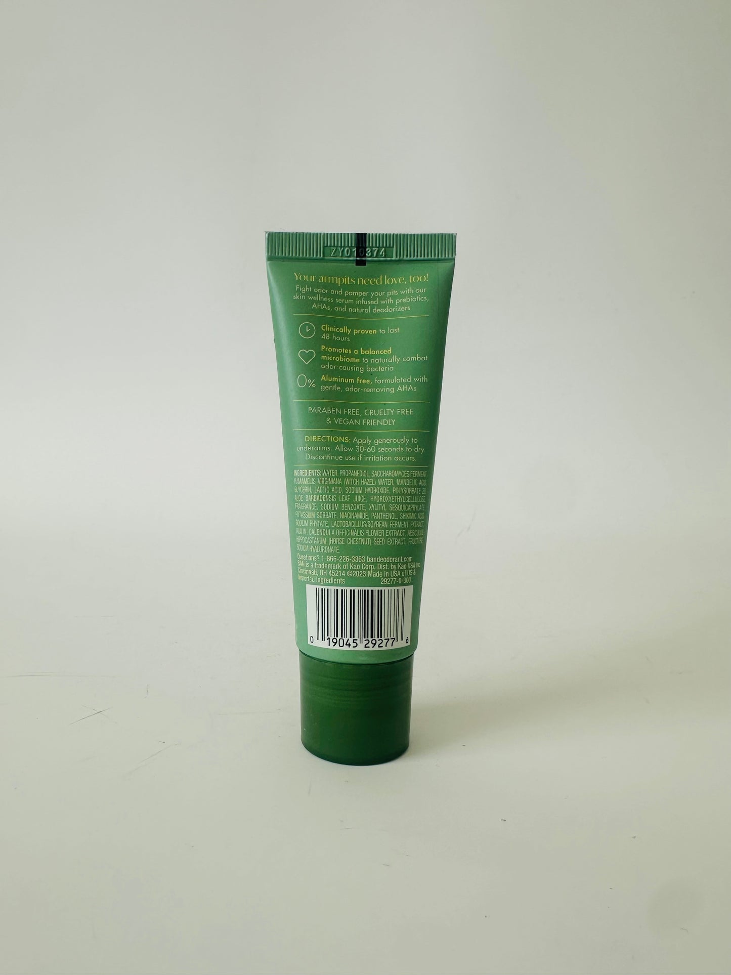 Ban Invisible Roll-On Aluminum-Free AHA Deodorant for Women and Men, Exfoliates and Hydrates Skin with AHA Serum, 48-Hour Odor Protection, Amber & Cedarwood, 2.3 Oz