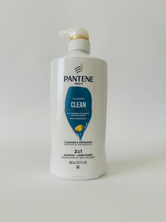 Pantene 2-in-1 Shampoo and Conditioner, Classic Clean, 820 mL