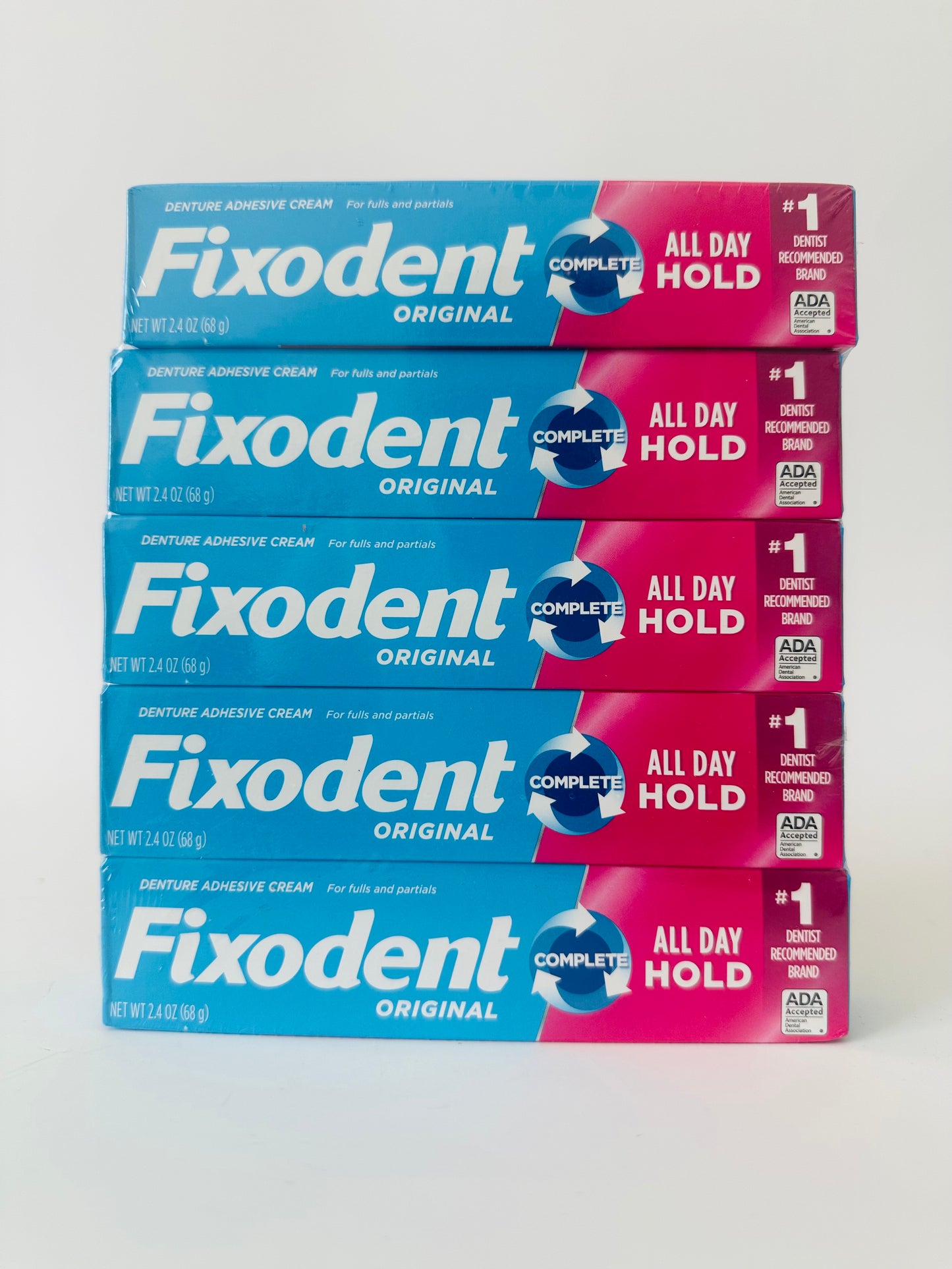 Fixodent Original Secure Denture Adhesive Cream for Full and Partial Denture Wearers, 2.4oz (Pack of 5)