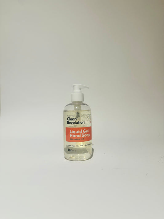 Clean Revolution Liquid Gel Hand Soap, Silky Rich Liquid,(Geranium Mint) 8 Fl Oz
