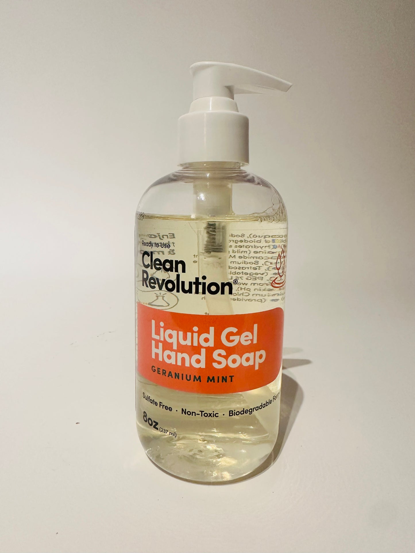 Clean Revolution Liquid Gel Hand Soap, Silky Rich Liquid,(Geranium Mint) 8 Fl Oz