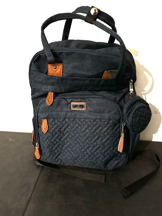 BabbleRoo Diaper Bag Backpack - Baby Essentials Travel Tote - Multi Function Waterproof Diaper Bag, Travel Essentials Baby Bag with Changing Pad, Stroller Straps & Pacifier Case - Unisex, Navy Blue