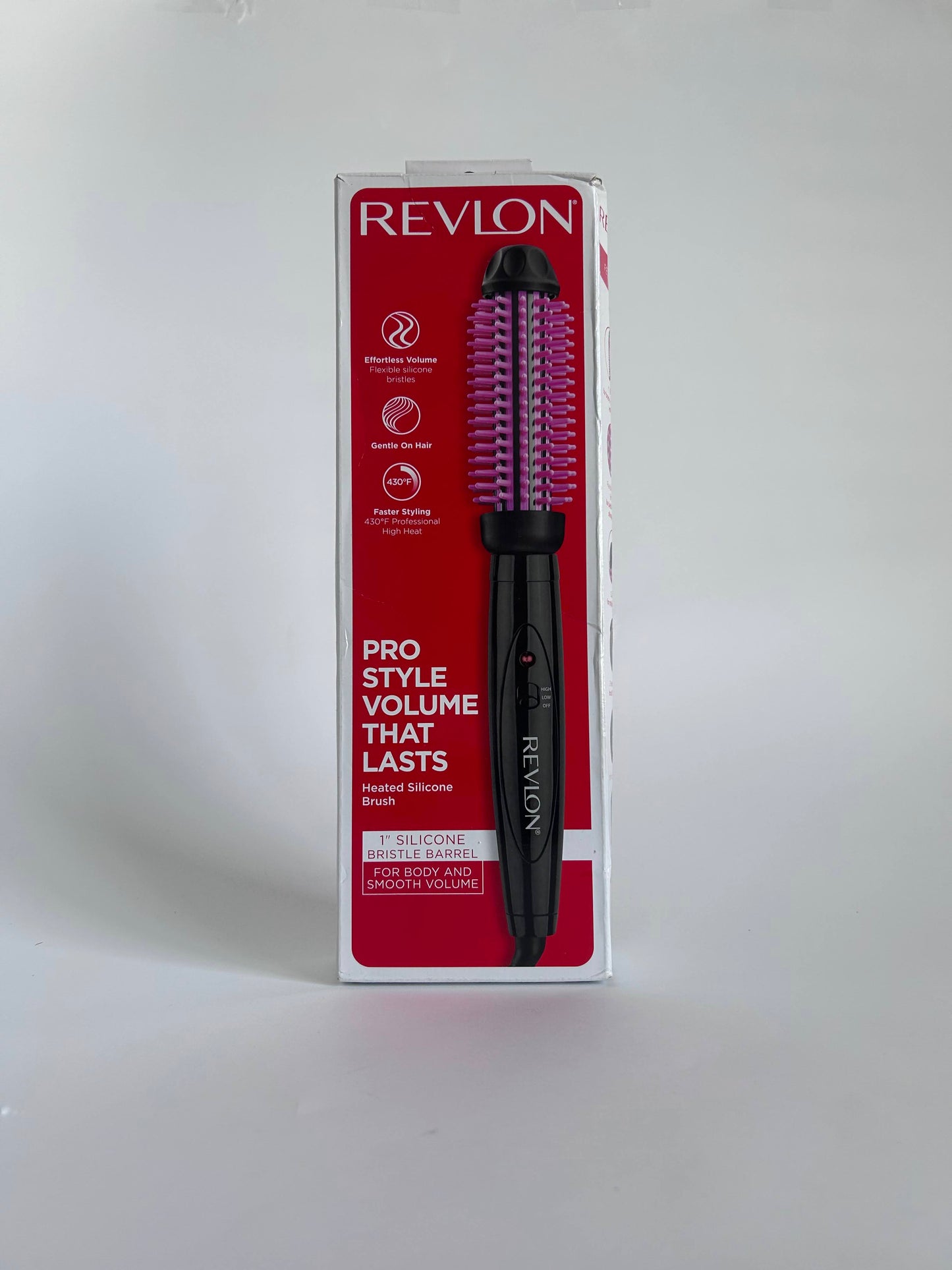 REVLON Silicone Bristle Heated Hair Styling Brush | Fast, Long Lasting Volume for Easy Styling | 1" Barrel for Full Body and Smooth Styles (Black/Pink)
