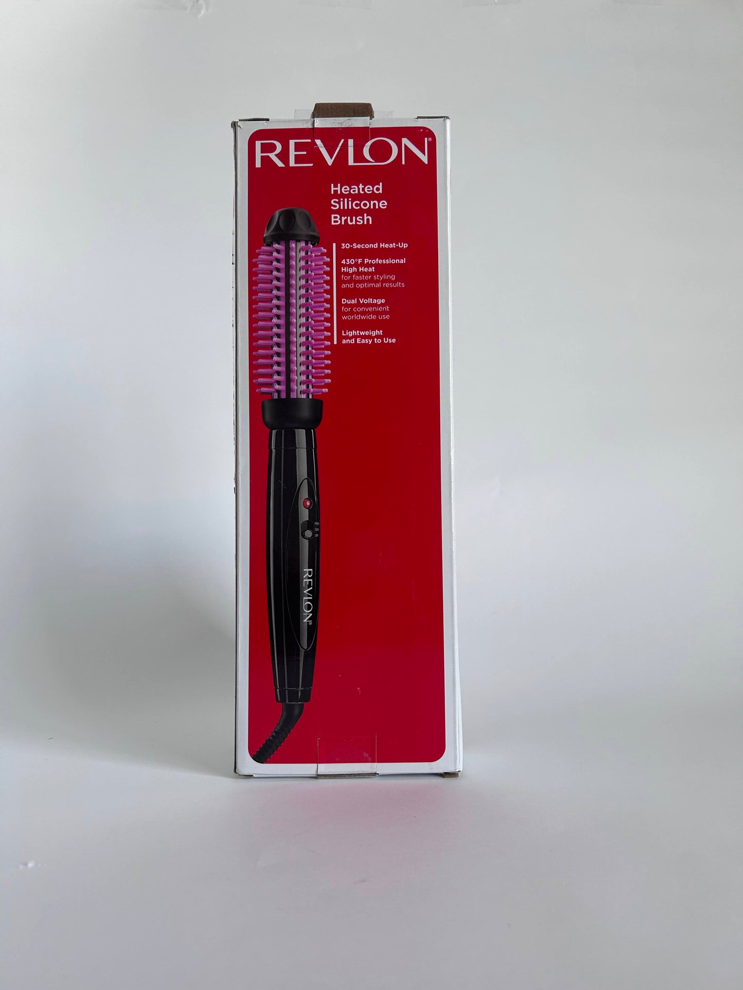 REVLON Silicone Bristle Heated Hair Styling Brush | Fast, Long Lasting Volume for Easy Styling | 1" Barrel for Full Body and Smooth Styles (Black/Pink)